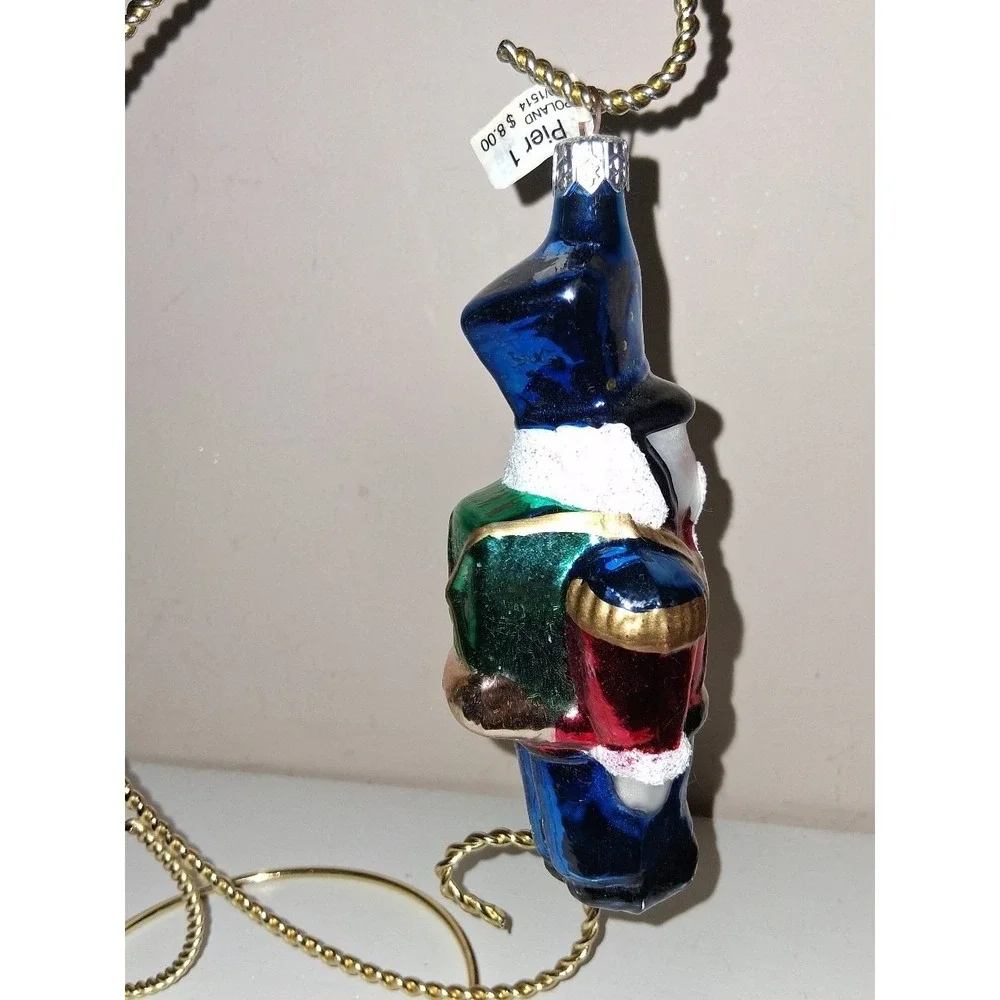 Pier 1 Poland Blown Glass Nutcracker Soldier Christmas Ornament 5.5
